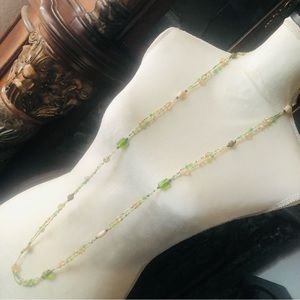 Vintage natural tones mixed glass bead long length necklace